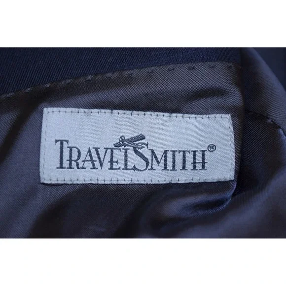TravelSmith Blazer Jacket Navy Blue Men's 44S Travelers Hidden Pockets - Picture 12 of 16